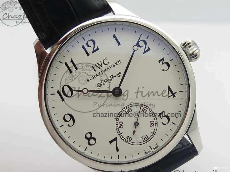 MIROTIME 0423 Durable Portuguese Fa Jones IW544202 SS GSF 1:1 Best Edition White Dial On Leather Strap 7229